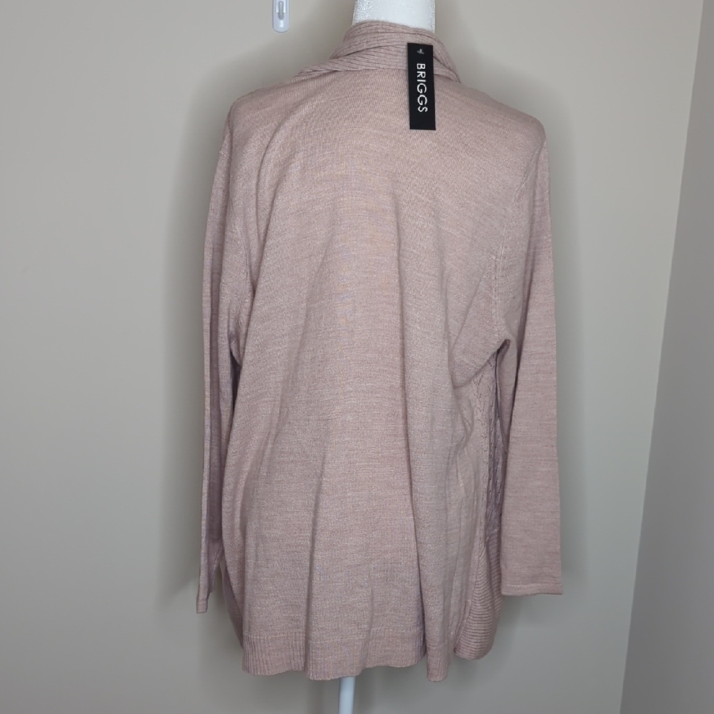 Briggs Dusty Rose Open-Front Knit Cardigan with Tank Size 1X - Picture 7 of 12